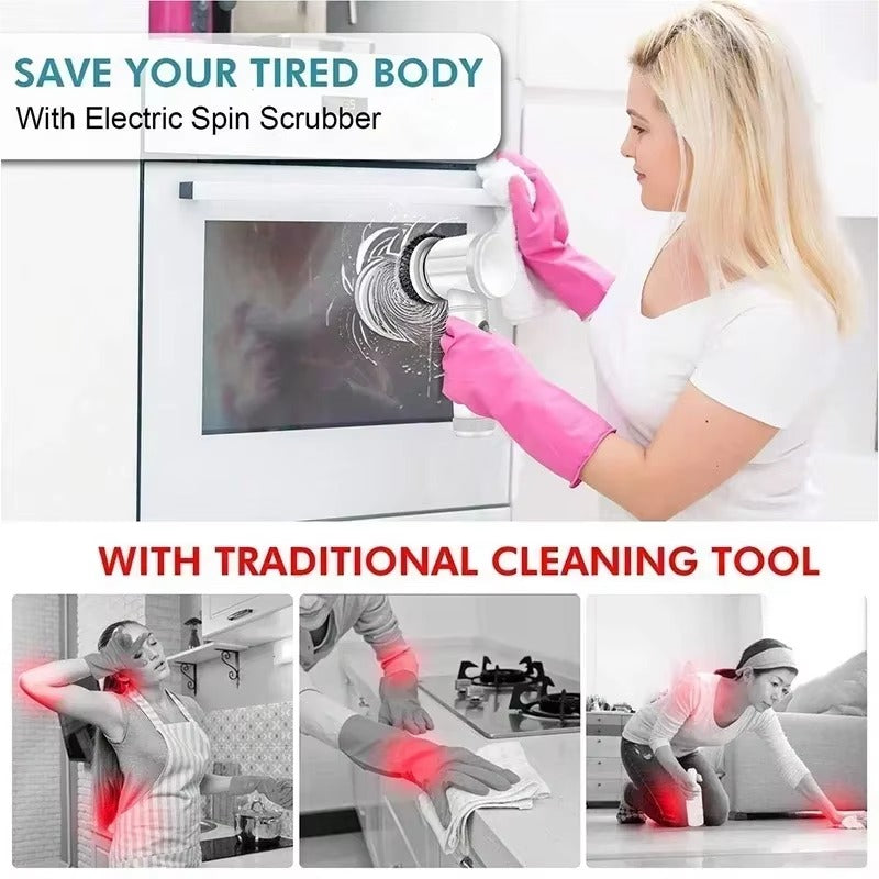 360° Electric Spin Scrubber with 3 Cleaning Heads