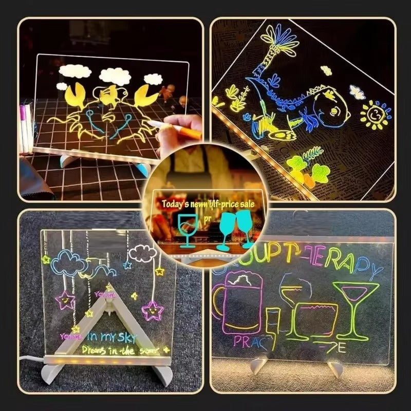 LED Acrylic Message Board with 7 Color Markers