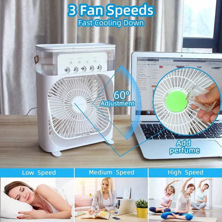 Next Nova Imported 10" Portable Air Cooler Fan – 3-in-1 Mini AC Desktop Humidifier 7-Color LED