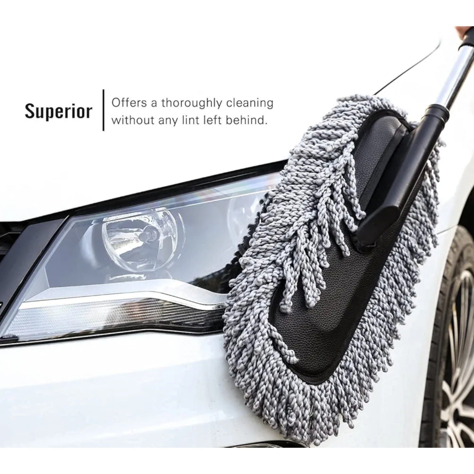 Car Wash Cleaning Brush Duster Dust Wax Mop Microfiber Telescoping