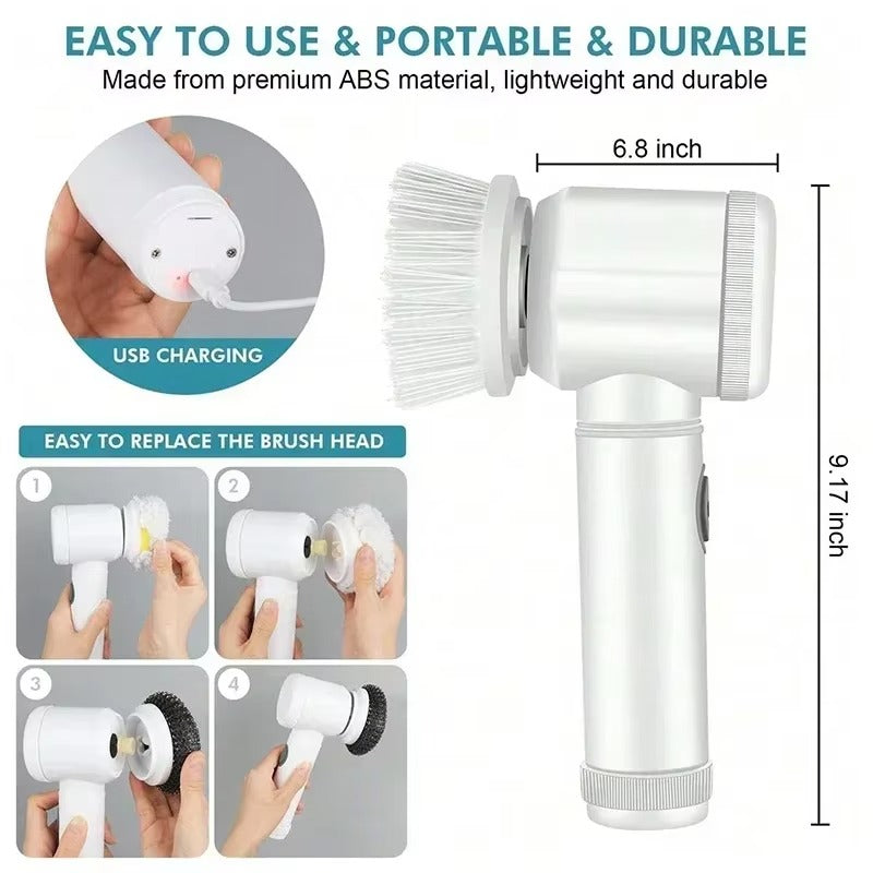 360° Electric Spin Scrubber with 3 Cleaning Heads