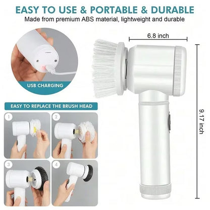 360° Electric Spin Scrubber with 3 Cleaning Heads