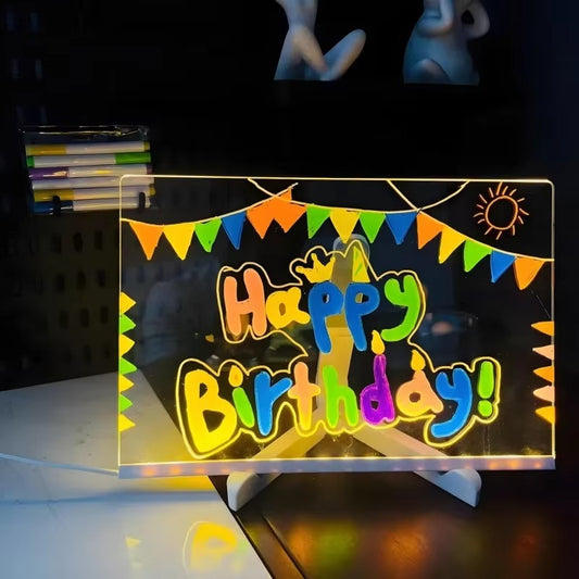 LED Acrylic Message Board with 7 Color Markers