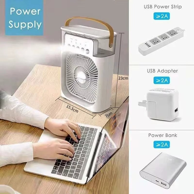 Next Nova Imported 10" Portable Air Cooler Fan – 3-in-1 Mini AC Desktop Humidifier 7-Color LED