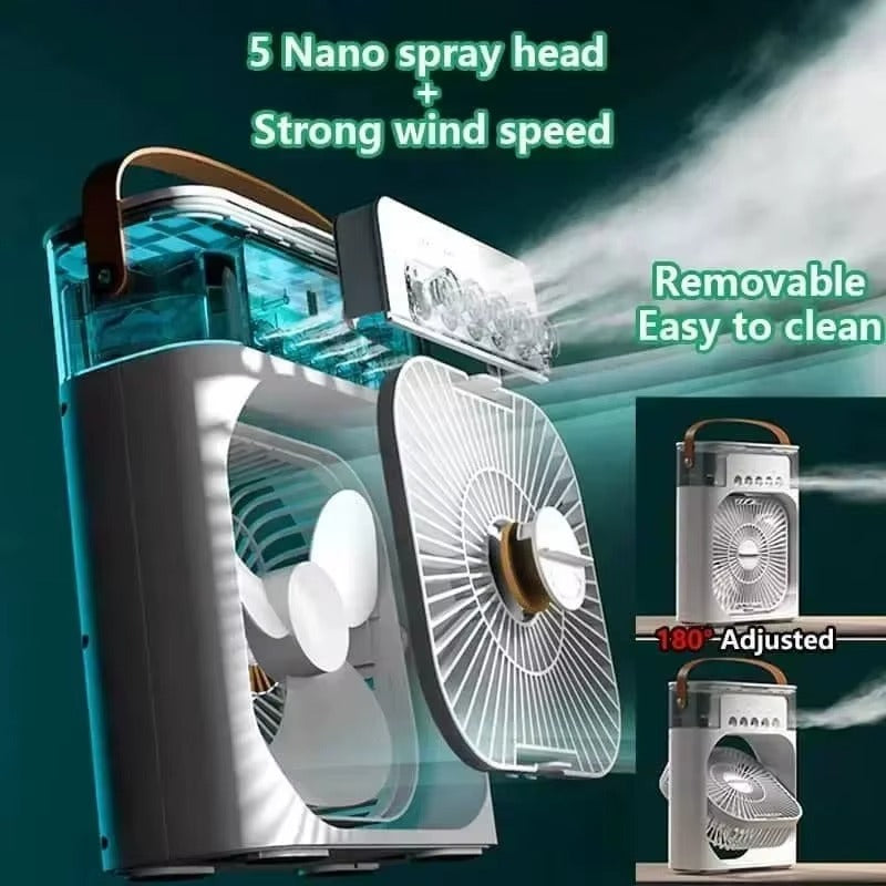 Next Nova Imported 10" Portable Air Cooler Fan – 3-in-1 Mini AC Desktop Humidifier 7-Color LED