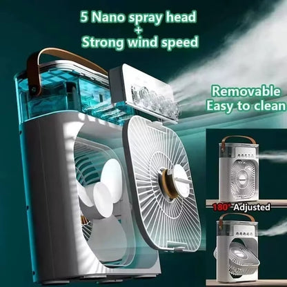 Next Nova Imported 10" Portable Air Cooler Fan – 3-in-1 Mini AC Desktop Humidifier 7-Color LED