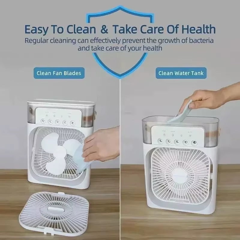 Next Nova Imported 10" Portable Air Cooler Fan – 3-in-1 Mini AC Desktop Humidifier 7-Color LED